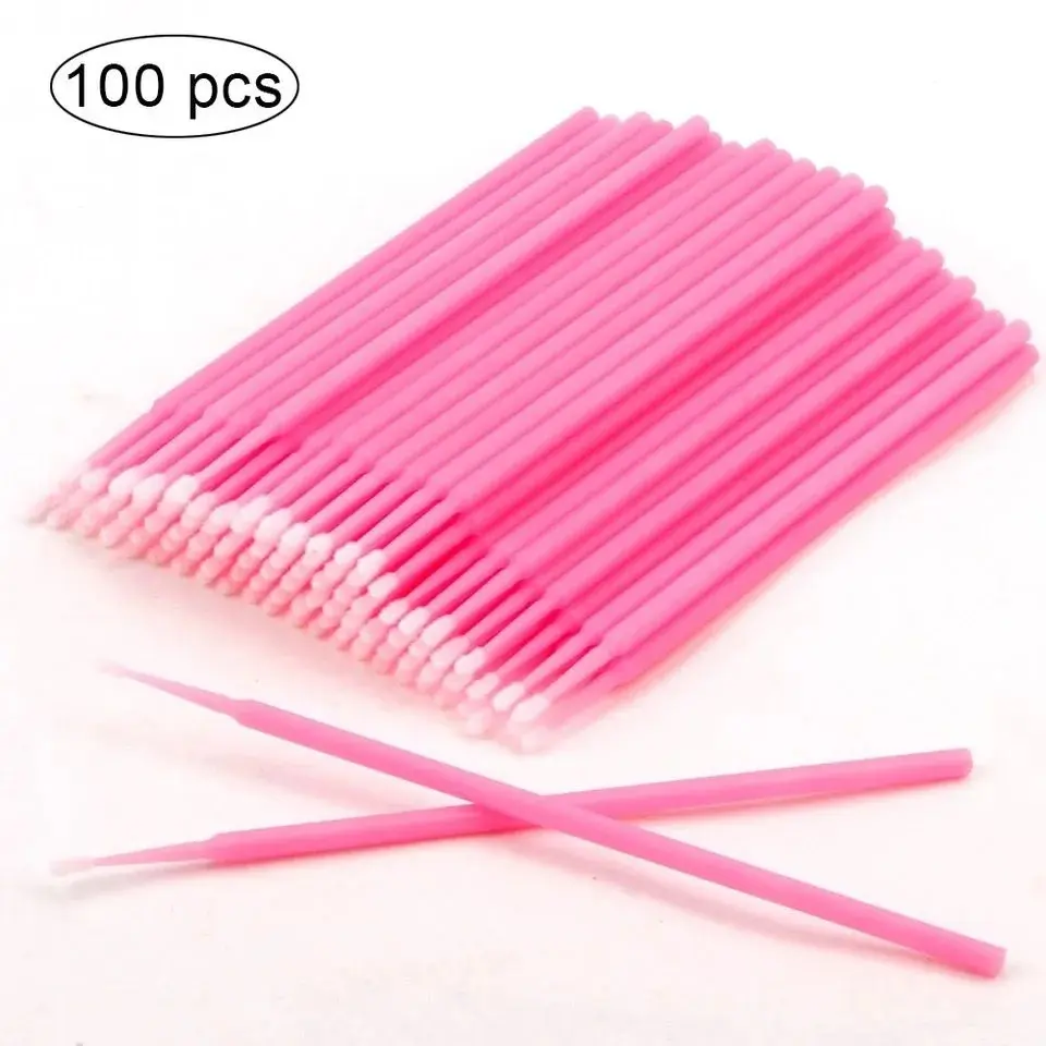 Microbrush rosa para cílios — 100 unidades