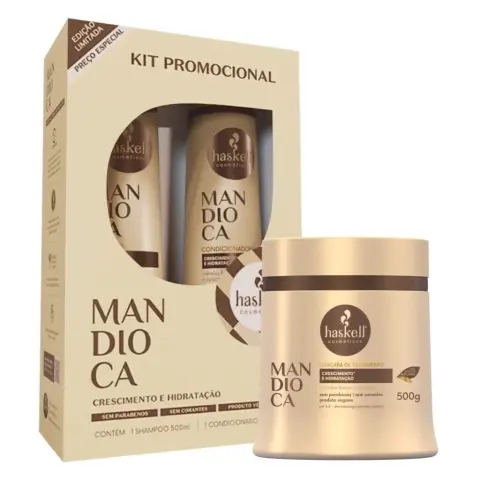 Kit Mandioca Shampoo, Condicionador e Máscara 300g