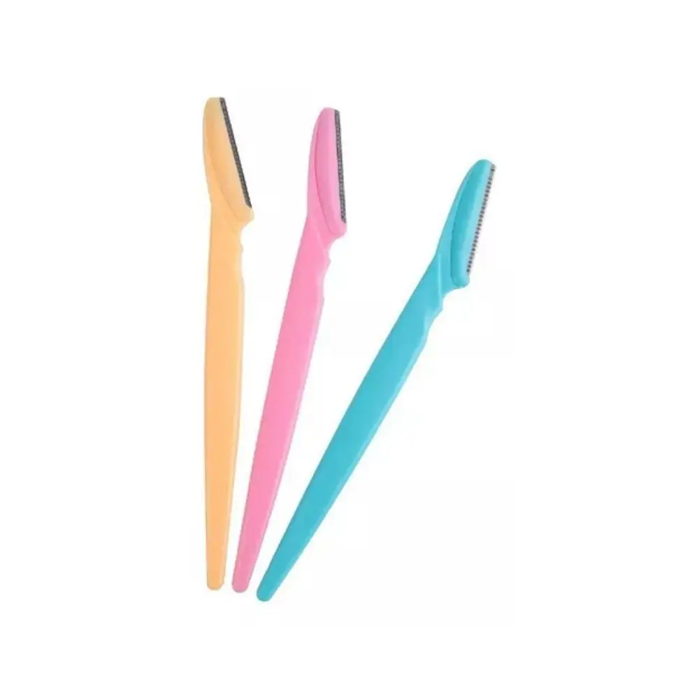 Kit com 3 navalhas coloridas para sobrancelha