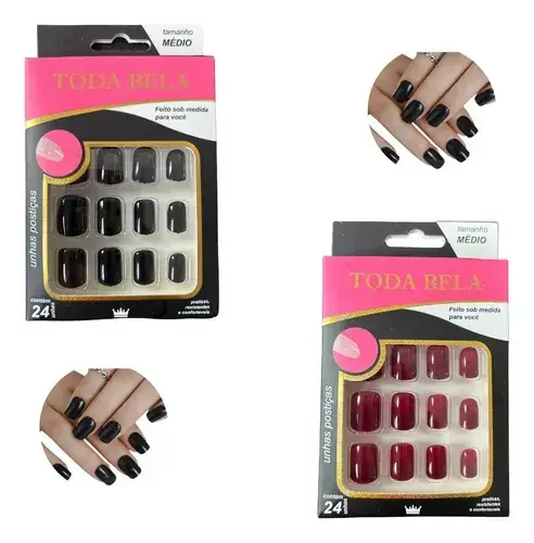 Toda Bela False Nail Quadrada Média — 24 unhas