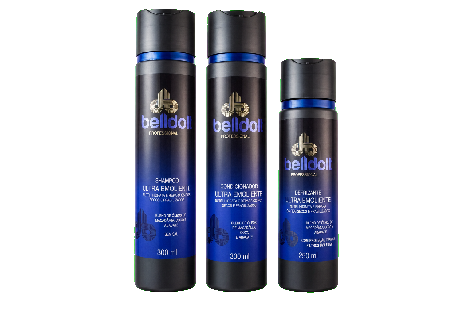 Kit Ultra Emoliente — Shampoo, condicionador e defrizante