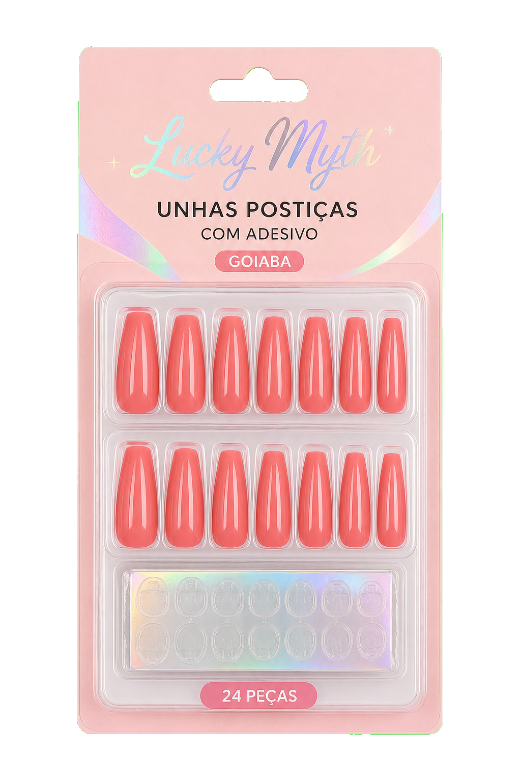 Unhas Postiças Lucky Myth com Adesivo — Goiaba